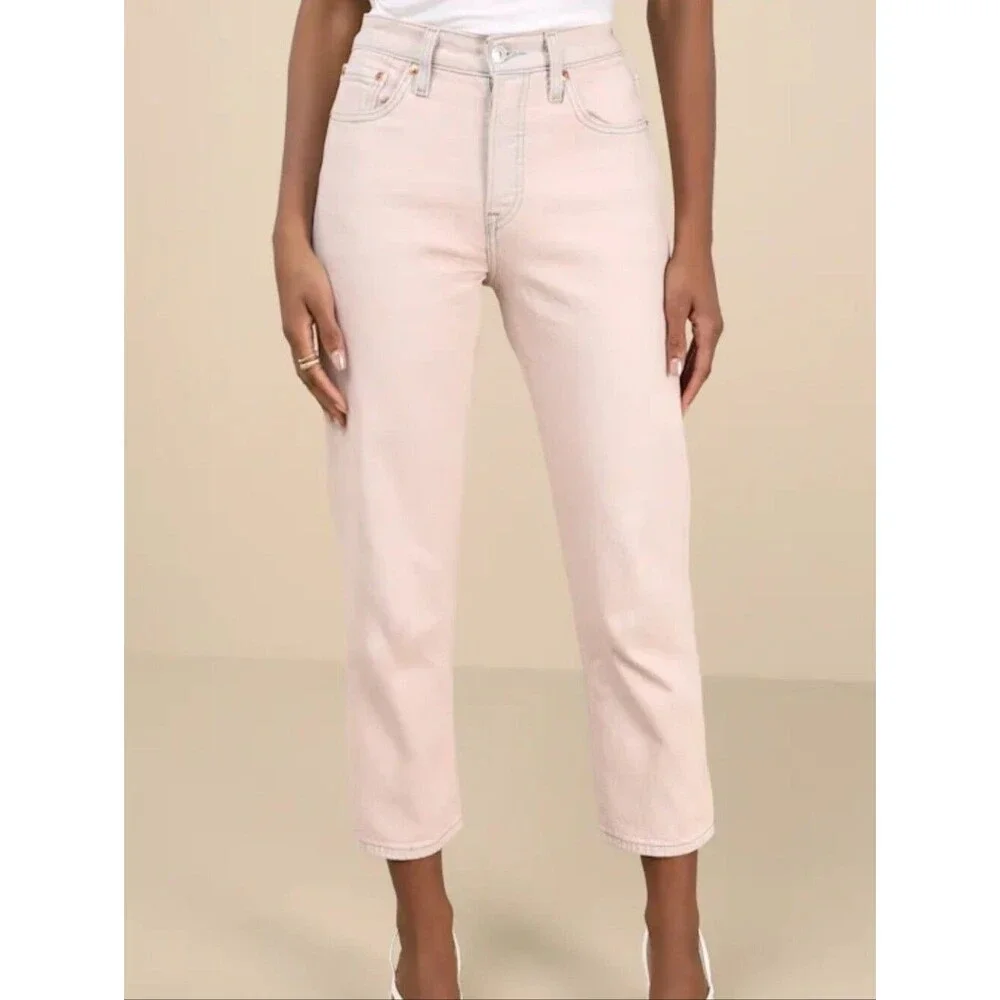 Levi's Pale Pink High Rise Wedgie Straight 100% Cotton Jeans, 28